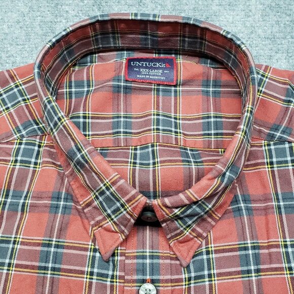 UNTUCKit Catarratto Shirt Mens 3XL Red Plaid Long Sleeve Flannel Button Up New - Picture 4 of 10